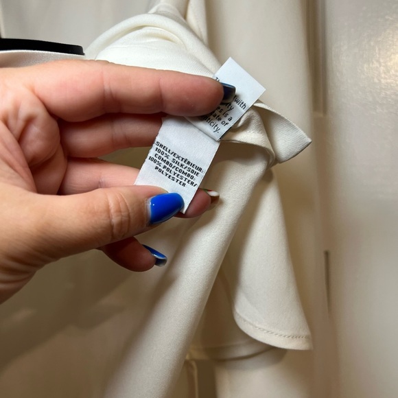 DIANE VON FURSTENBERG DVF CREAM SILK CONTRAST COLLAR BLOUSE SIZE 4 - Picture 9 of 11